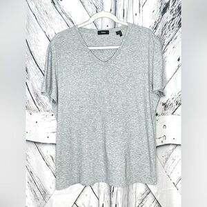 Theory Striped V-Neck T-Shirt Gray L